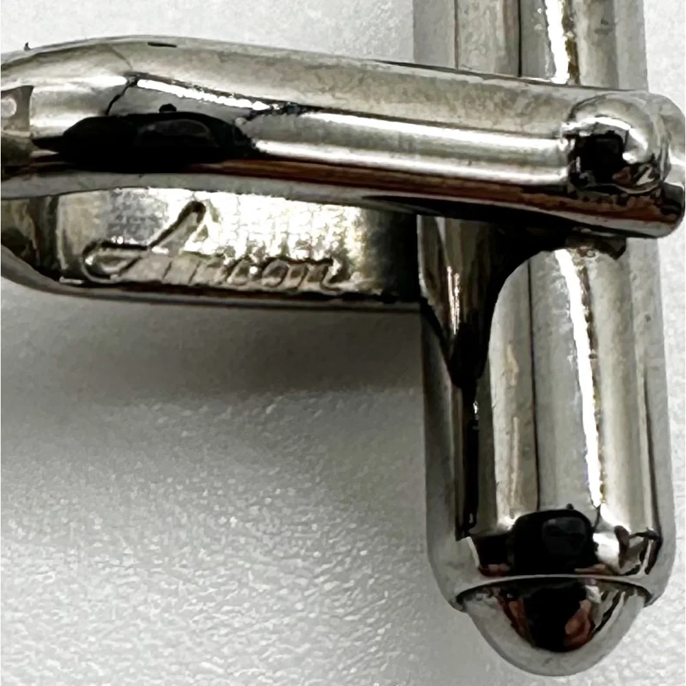 Vintage Anson Gunmetal w/ Gold Stripe Square Cufflinks